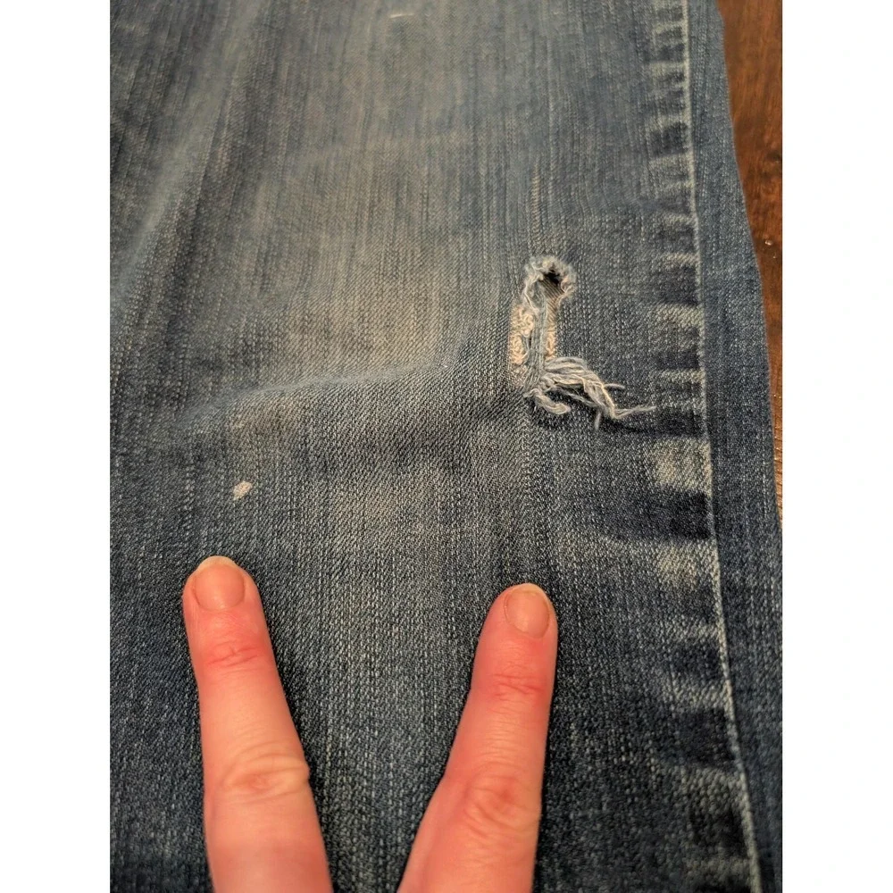 Carhartt Jeans Mens 34x34 Blue Rugged Flex Straight Leg Stretch Denim Paint - Picture 7 of 16